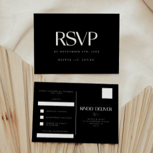 Vet & Modern Zwart Wit Trouwen RSVP Briefkaart