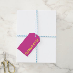 Vet Moderne, gepersonaliseerde geel en roze granat Cadeaulabel