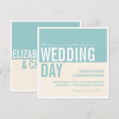 Vet Moderne Graphic Block Wedding Invitations Kaart (Voorkant / Achterkant)