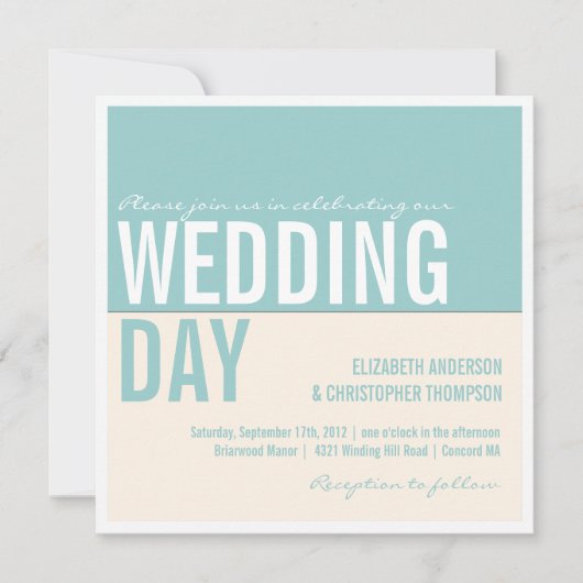 Vet Moderne Graphic Block Wedding Invitations Kaart (Voorkant)