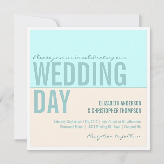 Vet Moderne Graphic Block Wedding Invitations Kaart (Voorkant)