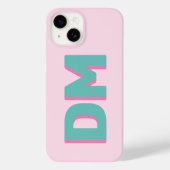 Vet Moderne Grote Initialen Schaduw Monogram Roze Case-Mate iPhone Case (Achterkant)