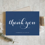 Vet Moderne Kalligrafie Marine Blauw Bedankkaart<br><div class="desc">Verzend bedankt met deze klantgerichte dank u kaart. Het is uitgerust met moderne kalligrafie en eenvoudige typografie op een blauw marineklein. Personaliseer door jouw naam of andere details toe te voegen. Deze kalligrafie bedankt je kaart is perfect voor bedrijven,  bruiloften,  vrijgezellenfeesten,  baby showers,  afstuderen en nog veel meer.</div>
