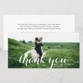 Vet Moderne Kalligrafie Wit Foto Bruiloft Bedankkaart (Voorkant / Achterkant)