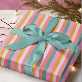 Vet Moderne Kerst Bright Stripe Cadeaupapier