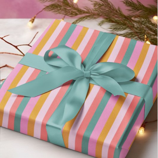 Vet Moderne Kerst Bright Stripe Cadeaupapier
