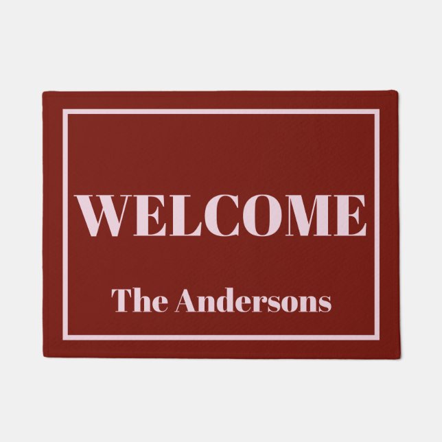 Vet Moderne kruinbes en roze, op maat gemaakt Deurmat (Voorkant)