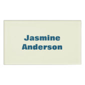 Vet Moderne Minimalistische Beige Oceaan Blauwe Kl Naambadge (Voorkant)