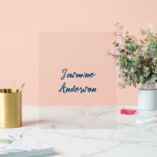 Vet Moderne Minimalistische Oceaan Blauwe Kleur Acryl Bord (Huwelijk)