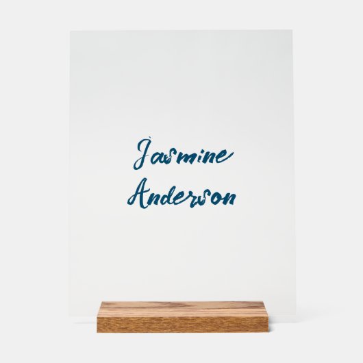 Vet Moderne Minimalistische Oceaan Blauwe Kleur Acryl Bord (Voorkant)