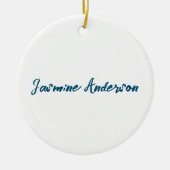 Vet Moderne Minimalistische Oceaan Blauwe Kleur Keramisch Ornament (Voorkant)