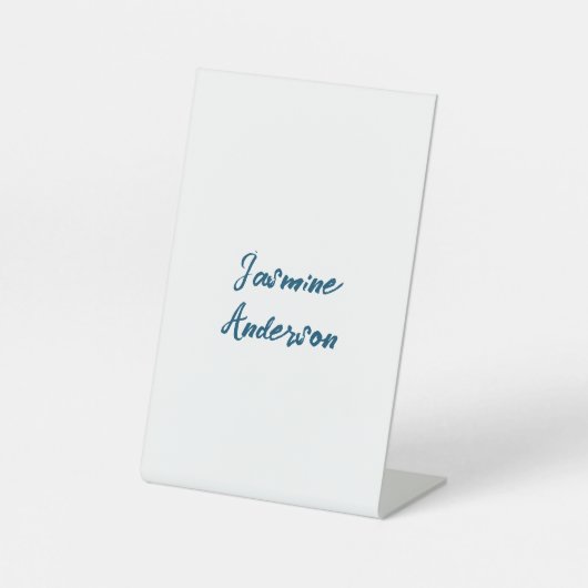 Vet Moderne Minimalistische Oceaan Blauwe Kleur Reclamebord Met Voetstuk (Voorkant)