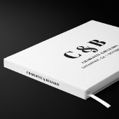 Vet Moderne Minimalistische Witte Monogram Trouwen Gastenboek