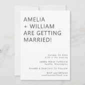 Vet Moderne Minimalistische Zwart Wit Classic Wedd Kaart (Voorkant)