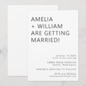 Vet Moderne Minimalistische Zwart Wit Classic Wedd Kaart (Voorkant / Achterkant)