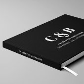 Vet Moderne Minimalistische Zwarte Monogram Trouwe Gastenboek