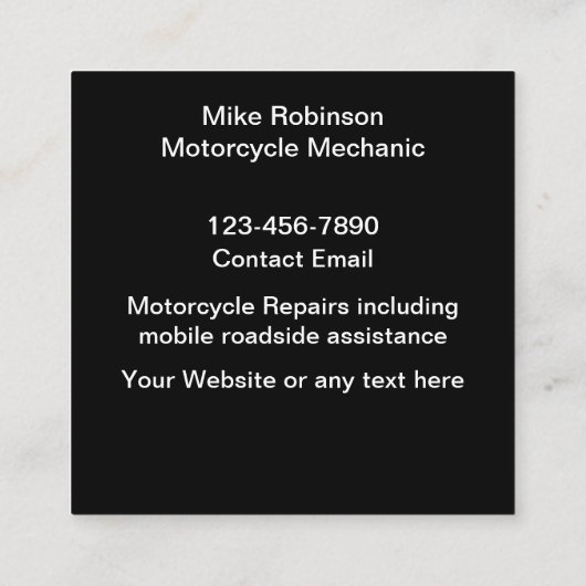 Vet Moderne Motorfiets Mechanische Visitekaartjes (Achterkant)