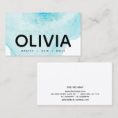 Vet Moderne Typografie Blauwe Waterverf Visitekaartje (Voorkant / Achterkant)