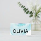 Vet Moderne Typografie Blauwe Waterverf Visitekaartje (Staand voorkant)