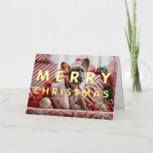 Vet Moderne Typografie Foto Vrolijk Kerstfeest Folie Wenskaart (Voorkant)