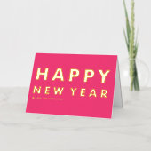 Vet Moderne Typografie Heet Roze Gelukkig Nieuwjaa Folie Wenskaart (Voorkant)