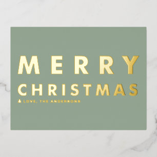 Vet Moderne Typografie Sage Groen Vrolijk Kerstfee Folie Feestdagen Briefkaart