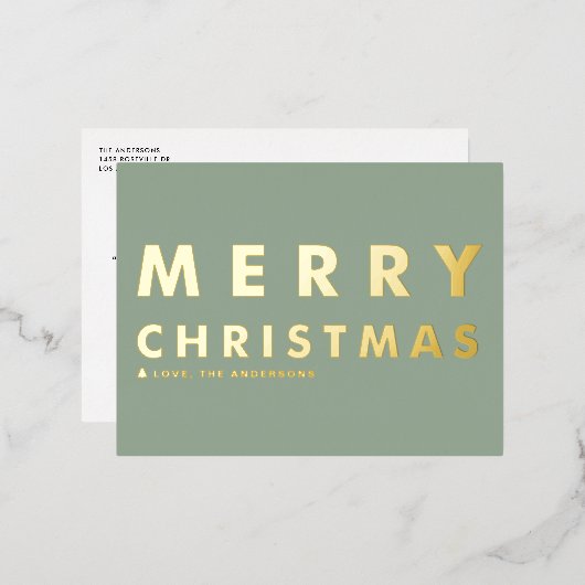 Vet Moderne Typografie Sage Groen Vrolijk Kerstfee Folie Feestdagen Briefkaart (Voorkant / Achterkant)