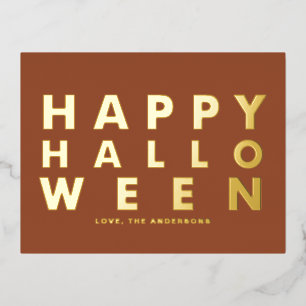 Vet Moderne Typografie Terracotta Happy Halloween Folie Feestdagen Briefkaart