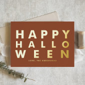 Vet Moderne Typografie Terracotta Happy Halloween Folie Wenskaart