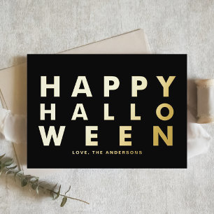 Vet Moderne Typografie Zwart Happy Halloween Folie Feestdagen Briefkaart