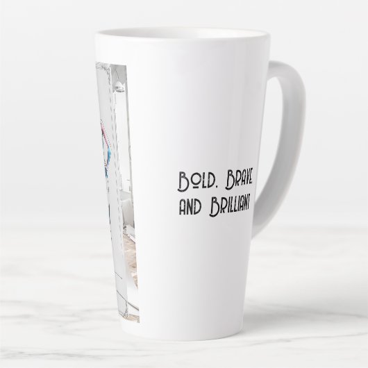 Vet, moedig en briljant - Elegante koffie Latte Mok (Rechterhoek)