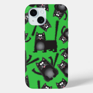 Vet mollige zwarte kat mobiele telefoon cover hoes