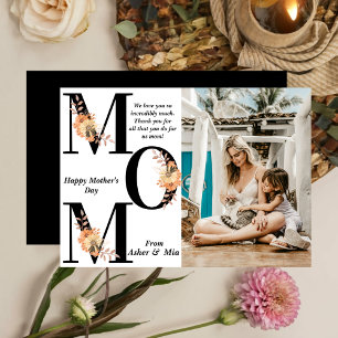 Vet MOM Zwart Boho Bloemen Foto Moederdag Kaart