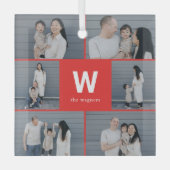 Vet Monogram Bewerkbare Kleur Aangepaste Foto Orna Glas Ornament (Voorkant)