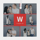 Vet Monogram Bewerkbare Kleur Aangepaste Foto Orna Glas Ornament (Achterkant)