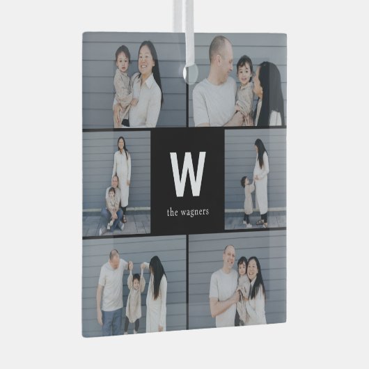 Vet Monogram Bewerkbare Kleur Aangepaste Foto Orna Glas Ornament (Voorkant Rechts)