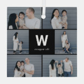 Vet Monogram Bewerkbare Kleur Aangepaste Foto Orna Glas Ornament (Achterkant)