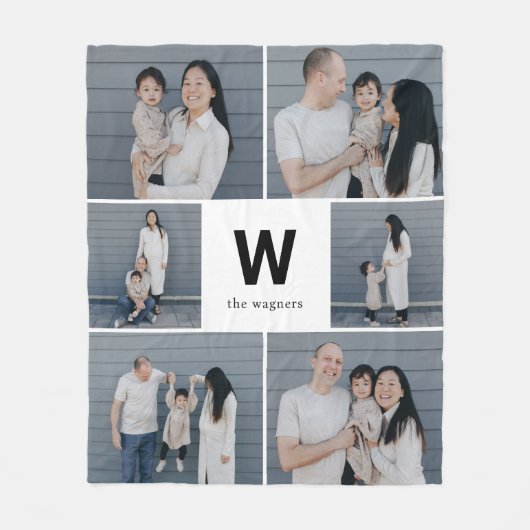 Vet Monogram Bewerkbare Kleur Custom Photo Blanket Fleece Deken (Voorkant)