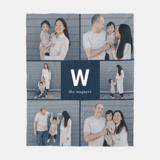 Vet Monogram Bewerkbare Kleur Custom Photo Blanket Fleece Deken (Voorkant)