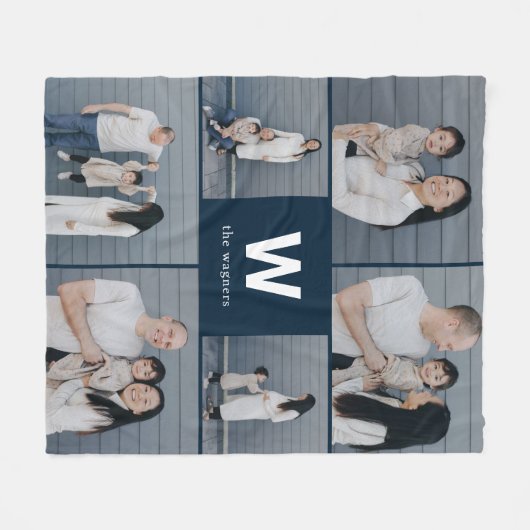 Vet Monogram Bewerkbare Kleur Custom Photo Blanket Fleece Deken (Voorkant (Horizontaal))