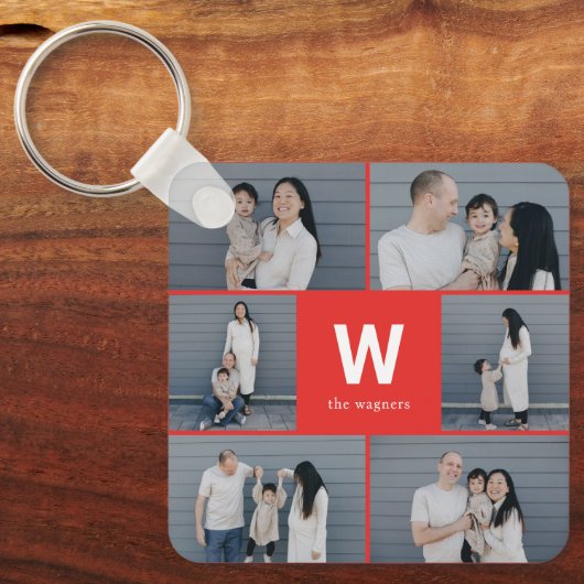 Vet Monogram Bewerkbare Kleur Custom Photo Sleutel Sleutelhanger (Voorkant)