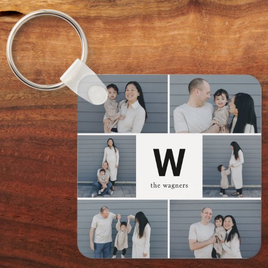 Vet Monogram Bewerkbare Kleur Custom Photo Sleutel Sleutelhanger (Voorkant)