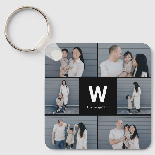 Vet Monogram Bewerkbare Kleur Custom Photo Sleutel Sleutelhanger (Voorkant)