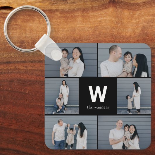 Vet Monogram Bewerkbare Kleur Custom Photo Sleutel Sleutelhanger (Voorkant)