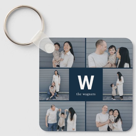 Vet Monogram Bewerkbare Kleur Custom Photo Sleutel Sleutelhanger (Voorkant)