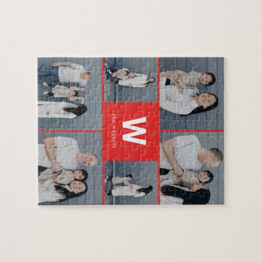 Vet Monogram Bewerkbare Kleur Fotocollage Puzzel Legpuzzel (Horizontaal)