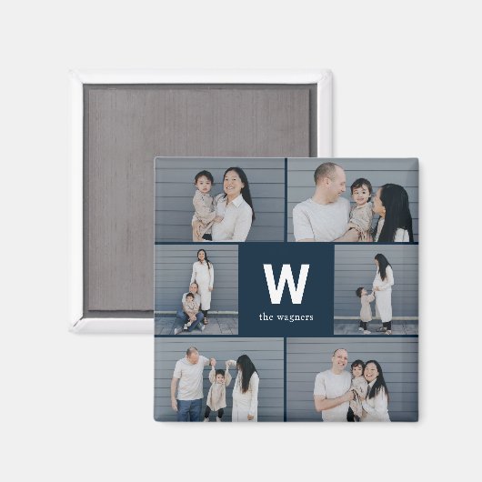 Vet Monogram Bewerkbare Kleur Moderne Fotomagneet Magneet (Voorkant / Achterkant)