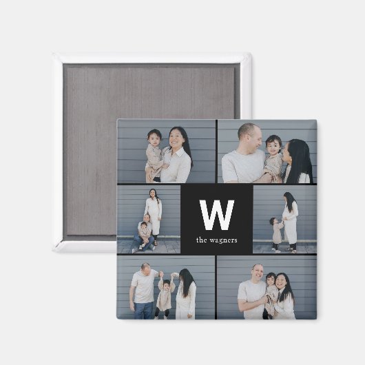 Vet Monogram Bewerkbare Kleur Moderne Fotomagneet Magneet (Voorkant / Achterkant)