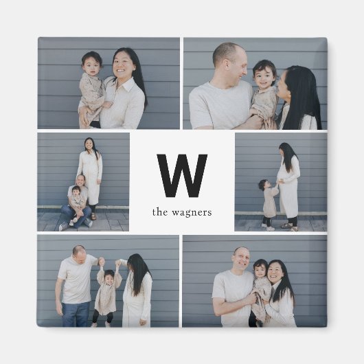 Vet Monogram Bewerkbare Kleur Moderne Fotomagneet Magneet (Voorkant)