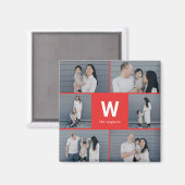 Vet Monogram Bewerkbare Kleur Moderne Fotomagneet Magneet (Voorkant / Achterkant)